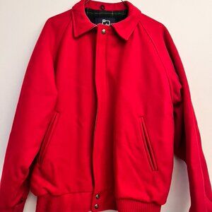 Vintage Woolrich Jacket Mens M Red Blanket Lined Bomber 80s Zip Wool Pocket USA